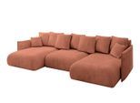 WOHNLANDSCHAFT mit Schlaffunktion und Bettkasten ONESK-U 317x177x72 Apricot Velours