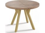ESSTISCH Mateo runder ausziehbarer, Sonoma Eiche 100-150/100/76 cm