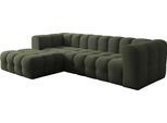 ECKSOFA Mochi L-Form 5-Sitzer Links, Samt, Dunkelgrün 290/75/193 cm