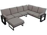 GARTENMÖBEL-SET ELBA: 1x Tisch, 1x Ecksofa, 1x Hocker - Grau