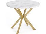 ESSTISCH Flora runder ausziehbarer, Marmor Weiß 100-180/100/76 cm