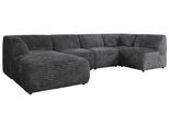 WOHNLANDSCHAFT MODARO U 5M - Dunkelgrau Cord - Links