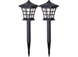 LED Solarleuchte "Solar-Wegleuchte Nippon", schwarz, B:11cm H:33cm L:11cm T:11cm Ø:11cm, PARFORCE TRADITIONAL HUNTING, Leuchten, Dämmerungssensor, 2er-Set