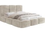 POLSTERBETT Harmony mit Bettkasten, Creme Samt Velours 160x200 cm