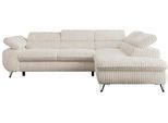 ECKSOFA PETER L Beige Cord - Rechts Seite