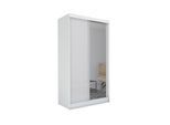KLEIDERSCHRANK mit Spiegel-Schiebetüren und Aluminium-Leisten - PARTI - 120 cm Weiß