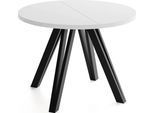 ESSTISCH Ravero runder ausziehbarer, Weiß 100-140/100/77 cm
