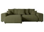 ECKSOFA Ottomane links ESKAR-L 266x176x84 Olivgrün Bouclé