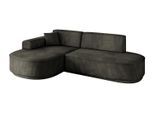 ECKSOFA Ottomane Links MARI-L1-v3 - 243x171x83 cm Schwarz Velours