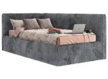 POLSTERBETT TILVO 90/200 - Grau Cord - Schaumstoffmatratze - Links