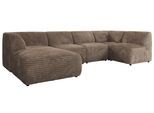 WOHNLANDSCHAFT MODARO U 5M - Braun Cord - Links