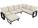GARTENMÖBEL-SET ELBA: 1x Tisch, 1x Ecksofa, 1x Hocker - Beige