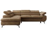 ECKSOFA PABLO L Braun Schenille glatt - Links Seite mit Visco Topper