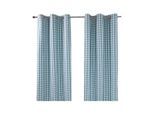 ÖSENVORHANG Karomuster blickdicht 2er-Set, 137/182 cm