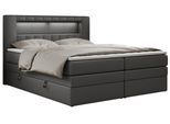 BOXSPRINGBETT GOLD-5 KING LED 200/200 Dunkelgrau Kunstleder - H3