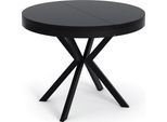 ESSTISCH Ross runder ausziehbarer, Schwarz 100-180/100/76 cm