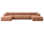 WOHNLANDSCHAFT modulares Sofa Tesso-U2 - 380x160x70 cm Apricot Velours