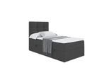 BOXBETT mit Matratze H3 und Lattenrost - MARCE - 90x200 - Links Dunkelgrau