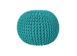 STRICK-POUF petrol-grün, 40/40/35 cm