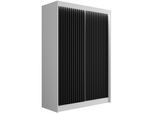 KLEIDERSCHRANK mit LED, Lamel-Schiebetüren VILANv2 - 150 cm Weiß + Lamelle schwarz