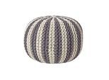STRICKPOUF rund, grau-creme gestreift, 50/50/40 cm