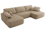 WOHNLANDSCHAFT CUBO U Hellbraun Boucle