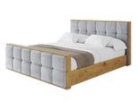 POLSTERBETT mit Bettkasten, Fußteil und Lattenrost, Boxbett ohne Matratze - ENZO7-Z 160x200 Hellgrau