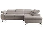 ECKSOFA PABLO L Hellgrau Schenille glatt - Rechts Seite mit Visco Topper