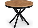 ESSTISCH Ross runder ausziehbarer, Lancelot Eiche 100-180/100/76 cm