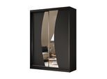 KLEIDERSCHRANK mit Spiegel-Schiebetüren und Aluminium-Leisten, LED-Beleuchtung - VOXI - 160 cm Schwarz