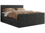 BOXSPRINGBETT PARIS KING DUO - 180/200 - Dunkelgrau Struktur - H4