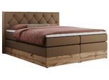 BOXSPRINGBETT VENETO KING 200/200 Braun Kunstleder - H3