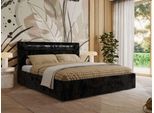 POLSTERBETT GOLD 5 CLASSIC 160/200 - Schwarz Plüsch - Schaum-Matratze