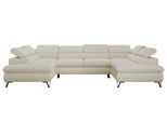 WOHNLANDSCHAFT PABLO U Schenille glatt Creme mit Topper Visco