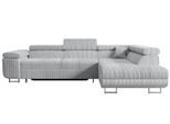 ECKSOFA mit Schlaffunktion und Bettkasten GUSA-L 272x202x107 cm Grau Cord
