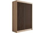 KLEIDERSCHRANK mit Lamel-Schiebetüren VILANv2 - 120 cm Sonoma Eiche + Lamelle Eiche Wotan