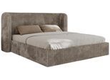 POLSTERBETT EMORA CLASSIC 160/200 - Hellbraun Cord - Multipocket-Matratze