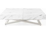 COUCHTISCH Cavetta U höhenverstellbar ausziehbar, Marmor Weiß 120-200/80/27-76 cm