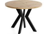 ESSTISCH Savio rund ausziehbar verlängerbar XXL, Eiche Artisan Hellbraun 100-200/100/77 cm