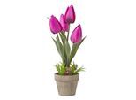 KUNSTBLUMEN Tulpen lila im Steinoptik-Topf, 27 cm