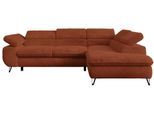 ECKSOFA PETER L Orange Plüsch - Rechts Seite