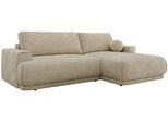 ECKSCHLAFSOFA RINA L Beige Schenille glatt - rechts