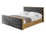 POLSTERBETT mit Bettkasten, Fußteil und Lattenrost, Boxbett mit Matratze H3/H4 - ENZO6-Z 160x200 Schwarz Kunstleder