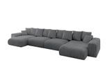 WOHNLANDSCHAFT mit Schlaffunktion ESKAR-U2-464x176x84cm Dunkelgrau