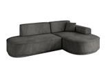 ECKSOFA Ottomane Rechts MARI-L1-v3 - 243x171x83 cm Dunkelgrau Velours