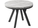 ESSTISCH Lume runder ausziehbarer, Grauer Beton 100-200/100/76 cm