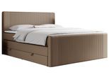 BOXSPRINGBETT KING DOREN 180/200 Braun Kunstleder - H3