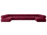 WOHNLANDSCHAFT modulares Sofa Garvo-U3 - 475x190x70 cm Bordeauxrot Velours