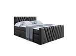 BOXSPRINGBETT ERNINA-Z KING - 140x200 - H3/H4 - Schwarz Hochglanz