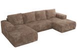WOHNLANDSCHAFT TRENTINO U Braun Cord